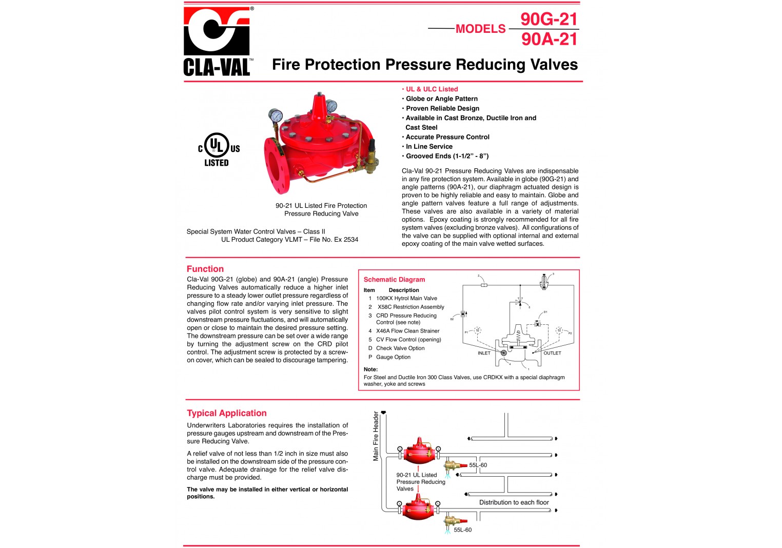 Pressure Reducing Valve “CLA-VAL” 90A-21